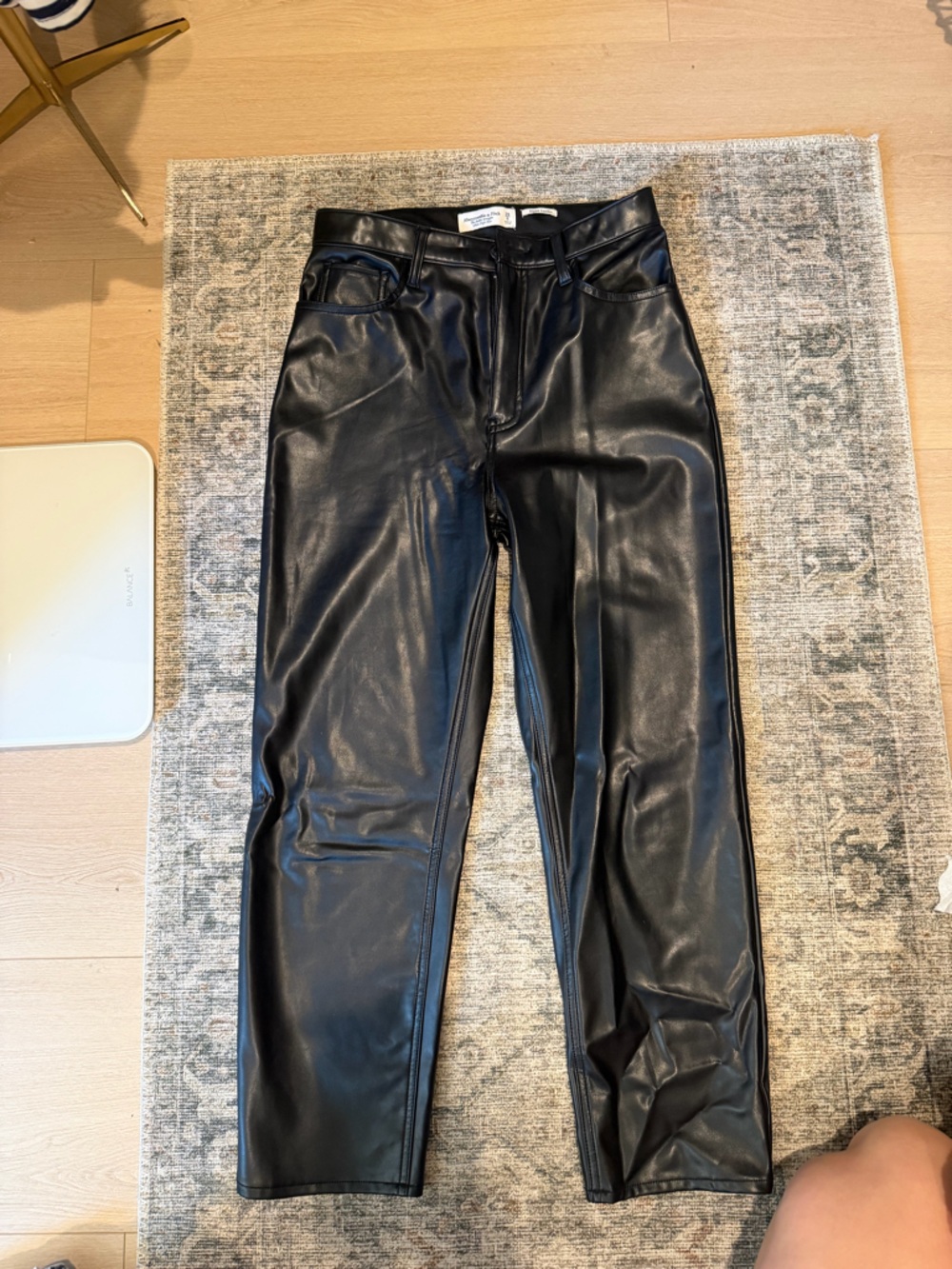 Abercrombie & Fitch Black Faux Leather Straight Leg Jeans